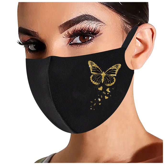 Face mask with cute Gold Butterfly
